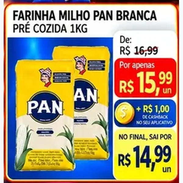 Farinha de Milho Branca Pré Cozida PAN 1 kg