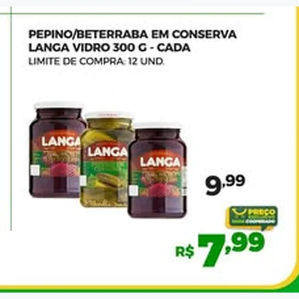 Recorte do encarte de Pepino/beterraba em Conserva Langa 300 g