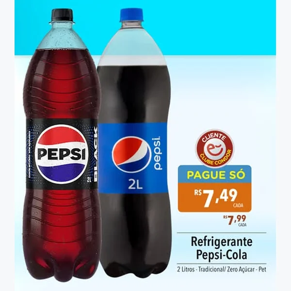 Recorte do encarte de Refrigerante Zero Açúcar Pepsi-Cola 2 L