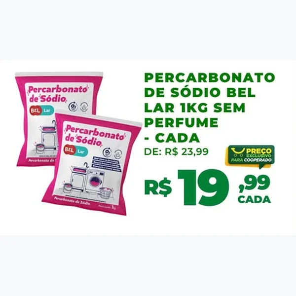 Recorte do encarte de Percarbonato de Sódio sem Perfume Bel Lar 1 kg
