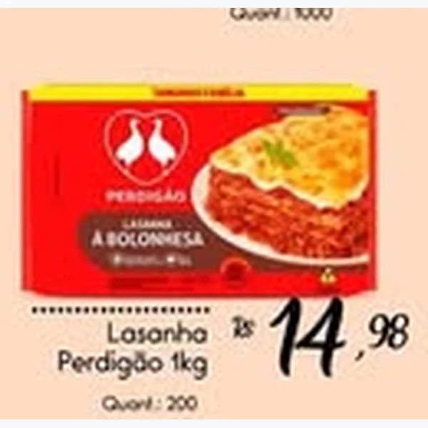 Recorte do encarte de Lasanha À Bolonhesa Perdigão 1 kg