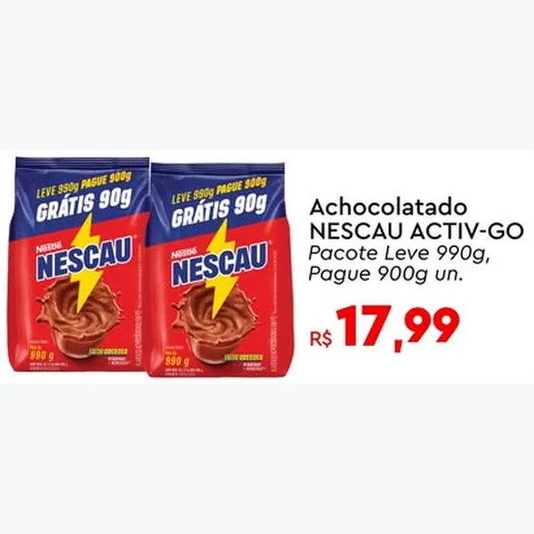 Recorte do encarte de Achocolatado Activ-go NESCAU 990 g