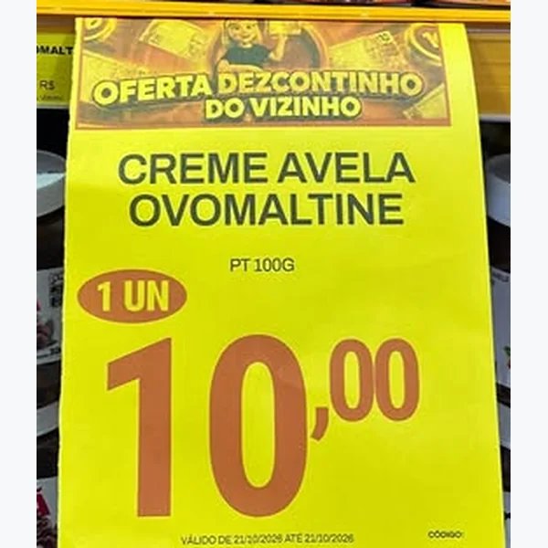 Recorte do encarte de Creme de Avelã Ovomaltine 100 g