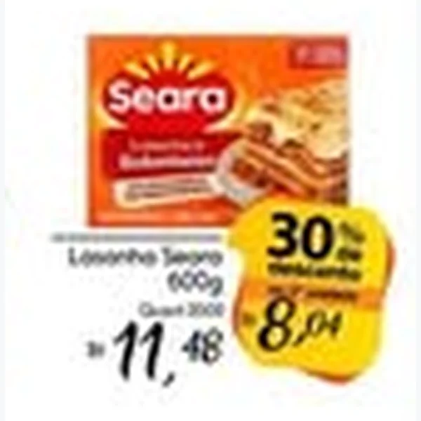 Recorte do encarte de Lasanha Seara 600 g