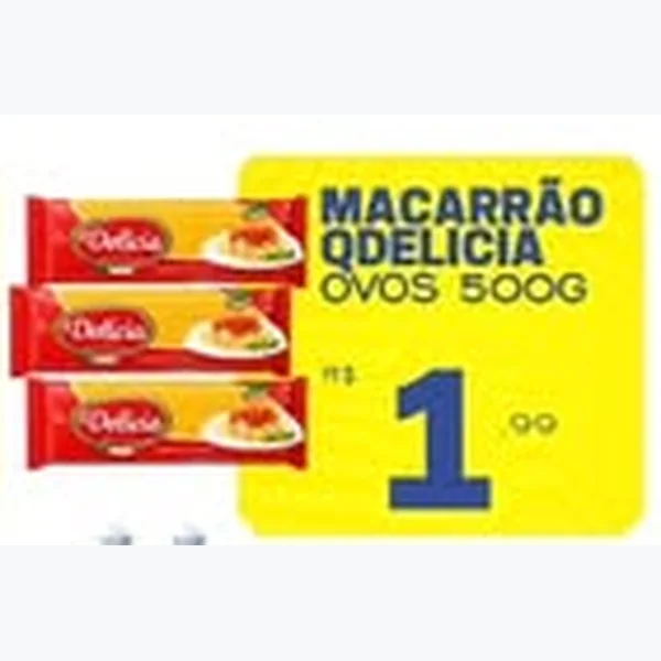 Recorte do encarte de Macarrão QDelícia 500 g