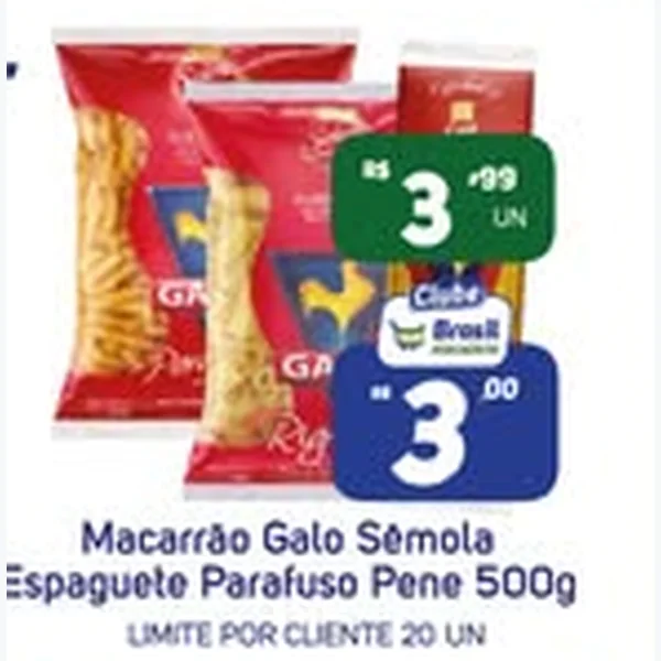 Recorte do encarte de Macarrão Sêmola Galo 500 g
