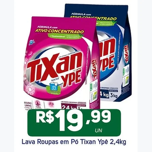Recorte do encarte de Lava Roupas em Pó Tixan Ypê 2,4 kg