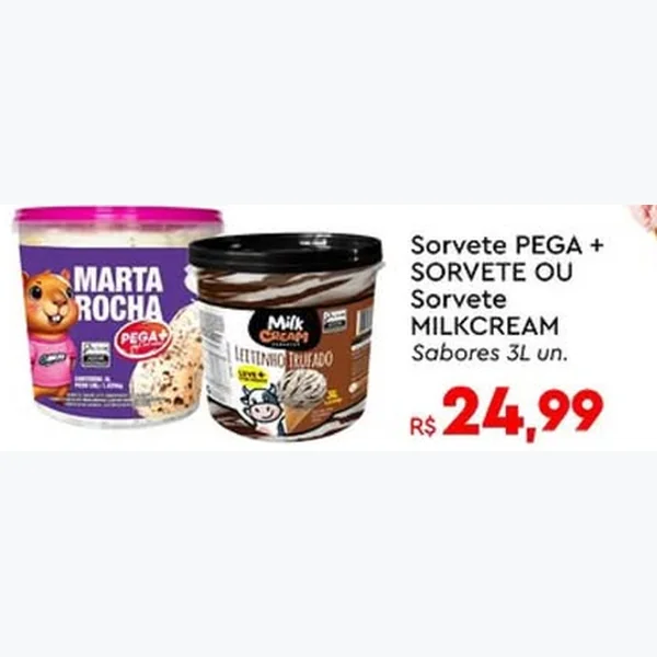 Recorte do encarte de Sorvete Milkcream 3 L