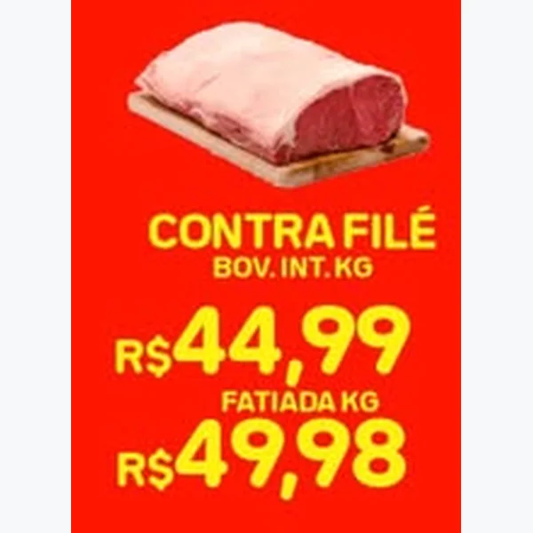 Recorte do encarte de Contra Filé Bovino Fatiado