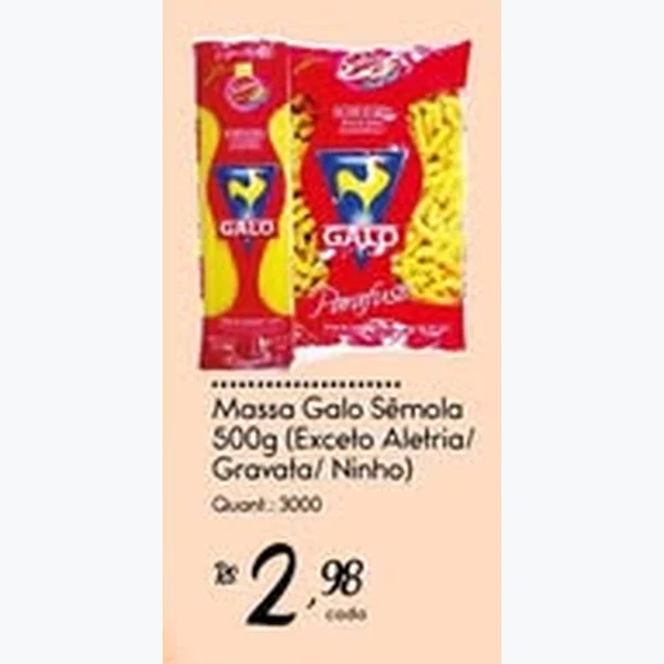 Recorte do encarte de Massa Sêmola Galo 500 g