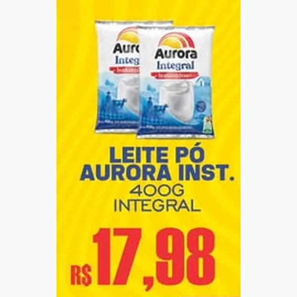 Recorte do encarte de Leite em Pó Integral Instantâneo Aurora 400 g