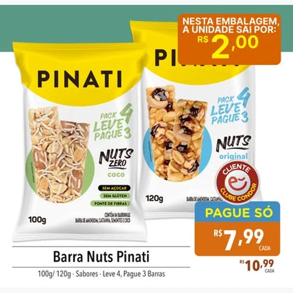 Recorte do encarte de Barra Nuts Zero Coco Pinati 100 g