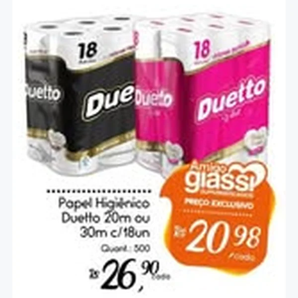 Recorte do encarte de Papel Higiênico 30m Duetto 18 un × 30 un