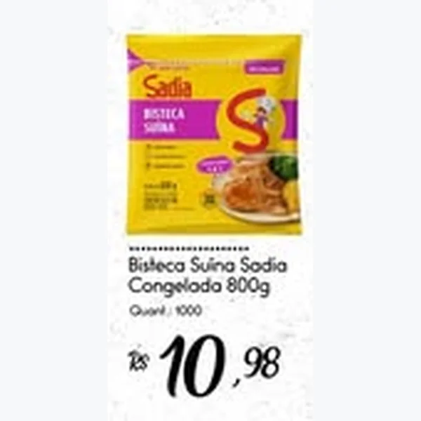 Recorte do encarte de Bisteca Suína Congelada Sadia 800 g