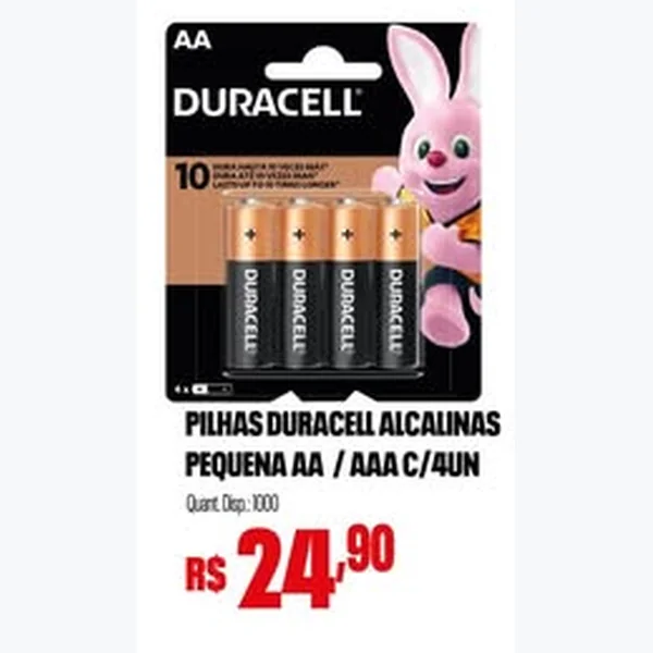 Recorte do encarte de Pilhas Alcalinas Aaa Duracell 4 un