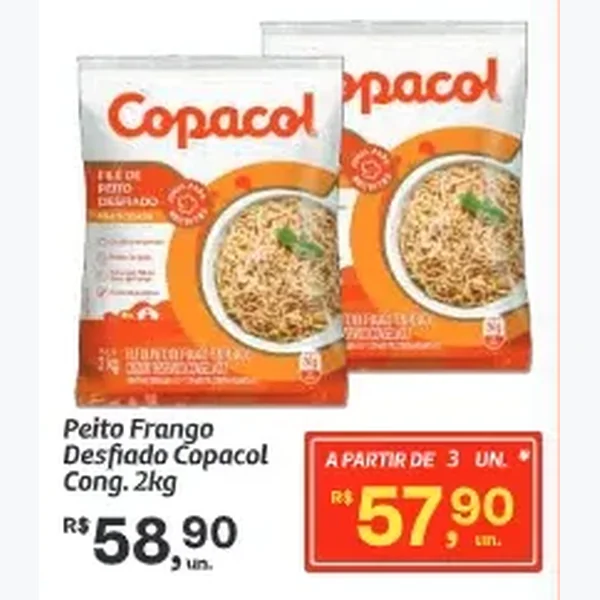Peito Frango Desfiado Congelado Copacol 2 kg