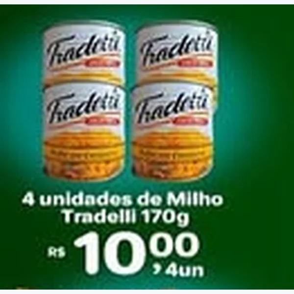 Recorte do encarte de Milho Tradelli 170 g