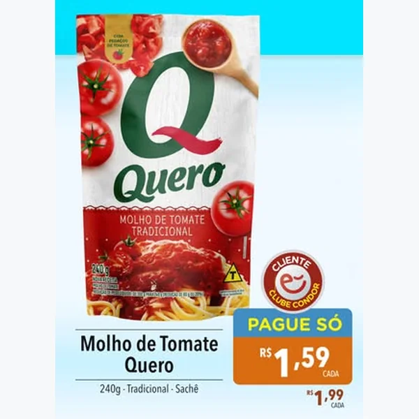 Recorte do encarte de Molho de Tomate Tradicional Quero 240 g
