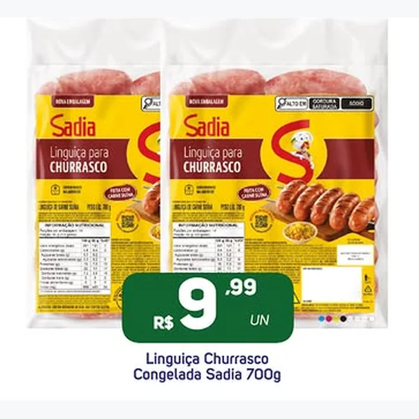 Recorte do encarte de Linguiça para Churrasco Congelada Sadia 700 g