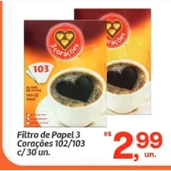 Filtro de Papel 3 Corações 30 un