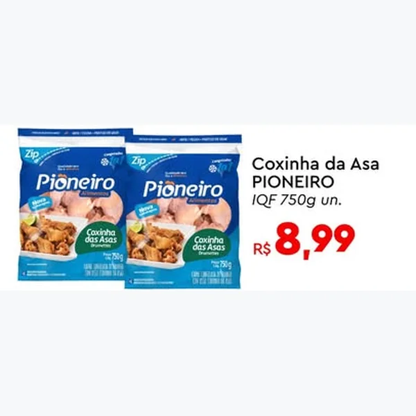 Recorte do encarte de Coxinha da Asa Iqf Pioneiro 750 g