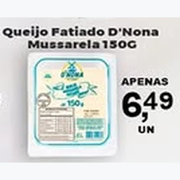 Recorte do encarte de Queijo Mussarela Fatiado D'Nona