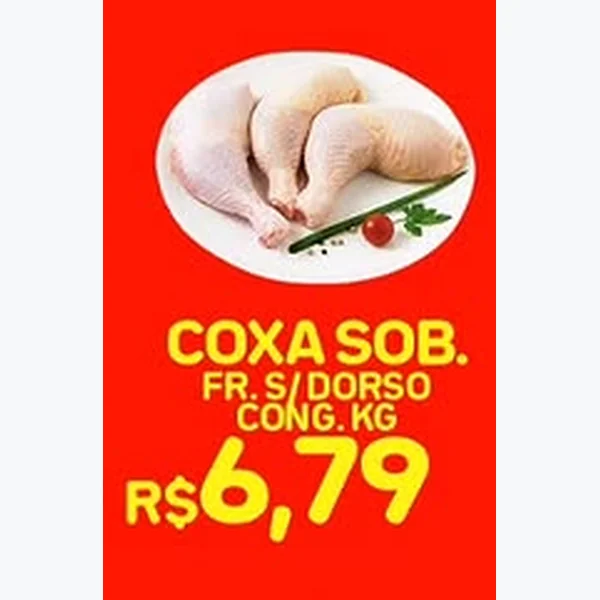 Recorte do encarte de Coxa e Sobrecoxa Frango sem Dorso Congelado