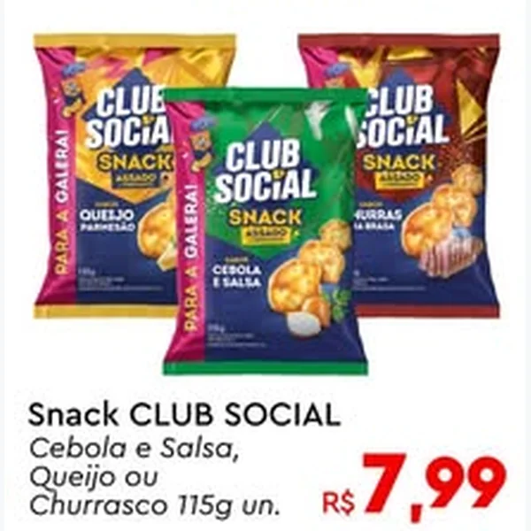 Recorte do encarte de Snack Queijo CLUB SOCIAL 115 g