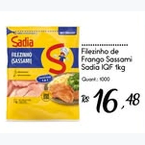 Recorte do encarte de Filezinho de Frango Sassami Iqf Sadia 1 kg