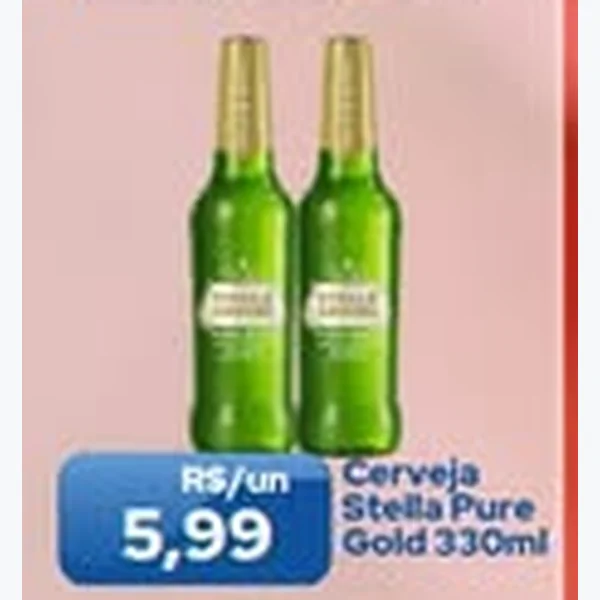 Recorte do encarte de Cerveja Stella Pure Gold 330 ml