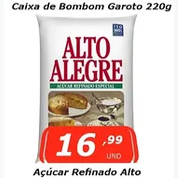Recorte do encarte de Açúcar Refinado Alto Alegre 5 kg