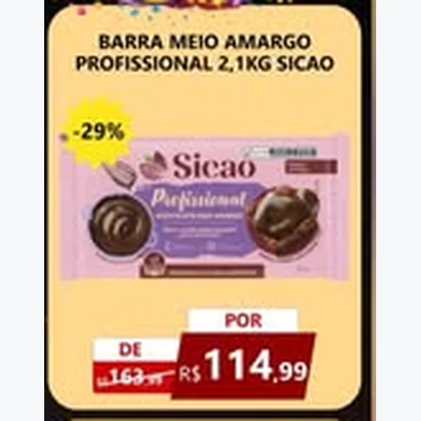 Barra Meio Amargo Profissional Sicao 2,1 kg