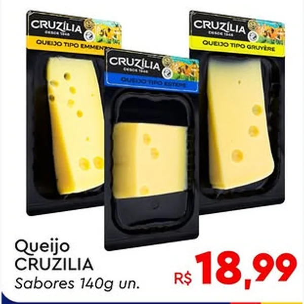 Recorte do encarte de Queijo Tipo Gruyère Cruzilia 140 g