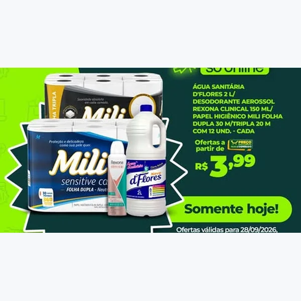 Recorte do encarte de Papel Higiênico Folha Tripla Mili 12 un × 20 un