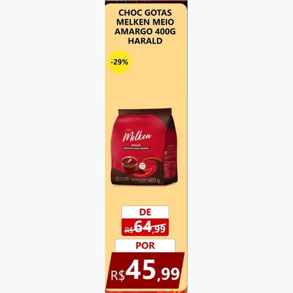 Chocolate Gotas Meio Amargo Melken 400 g