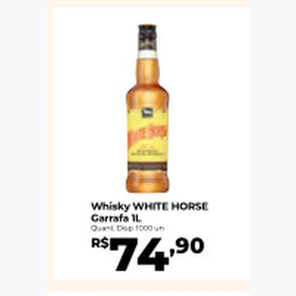 Recorte do encarte de Whisky White Horse 1 L