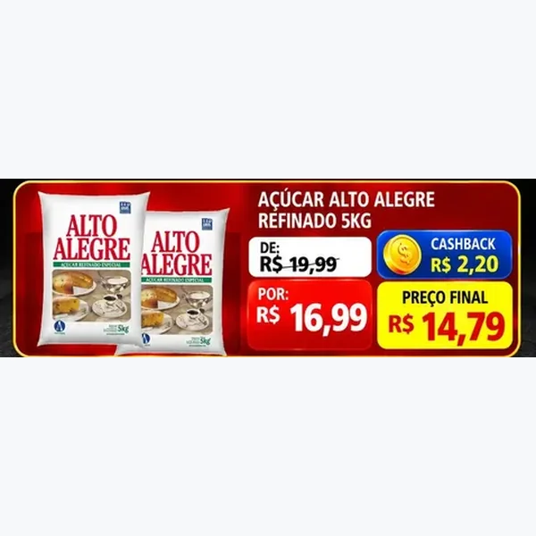 Açúcar Refinado Alto Alegre 5 kg