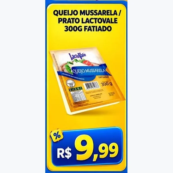Queijo Prato Fatiado Lactovale 300 g