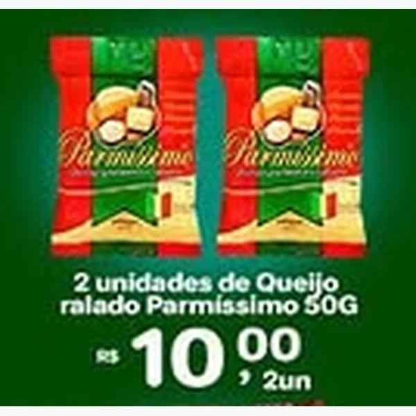 Recorte do encarte de Queijo Ralado Parmíssimo 50 g
