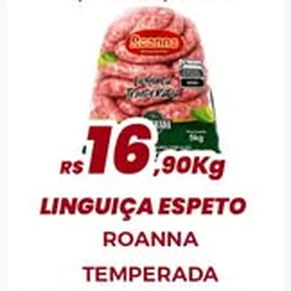 Recorte do encarte de Linguiça Espeto Temperada Roanna