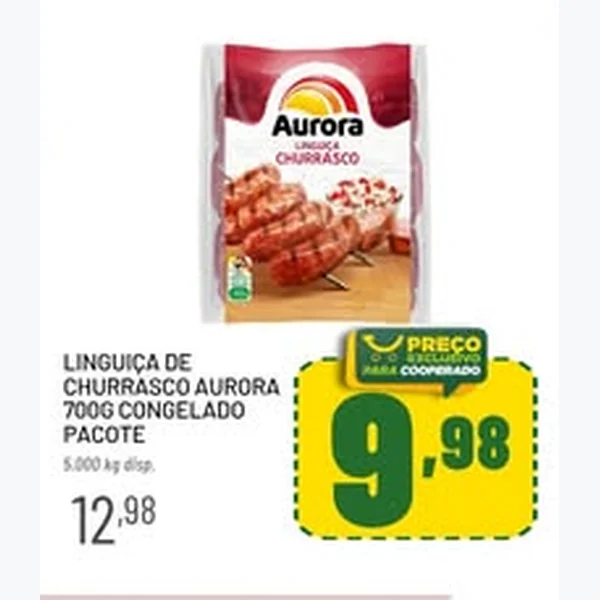 Recorte do encarte de Linguiça de Churrasco Congelada Aurora 700 g