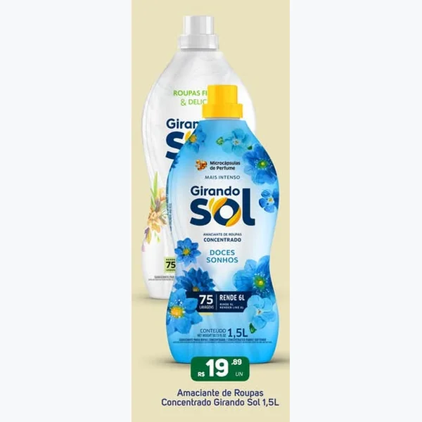 Amaciante de Roupas Concentrado Girando Sol 1,5 L