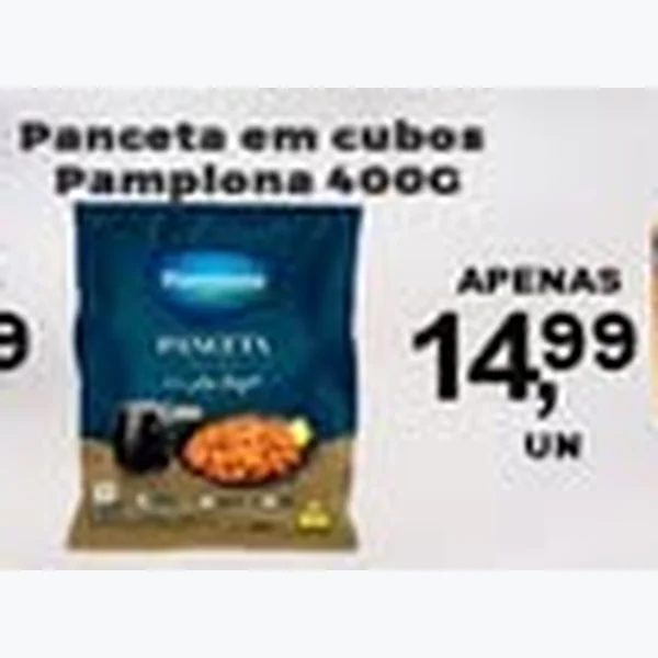 Recorte do encarte de Panceta em Cubos Pamplona 400 g
