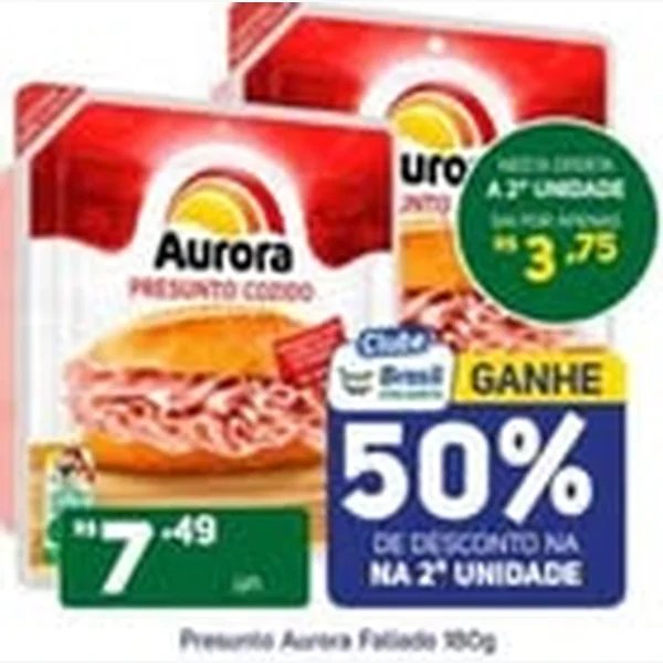 Presunto Cozido Fatiado Aurora 180 g
