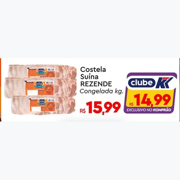 Recorte do encarte de Costela Suína Congelada Rezende