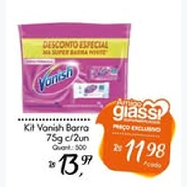 Recorte do encarte de Barra Vanish 2 un × 75 g
