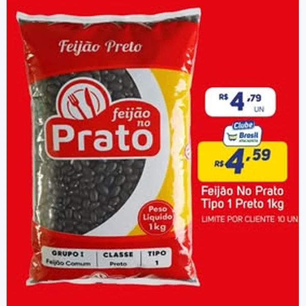 Recorte do encarte de Feijão Preto Tipo 1 Feijão no Prato 1 kg