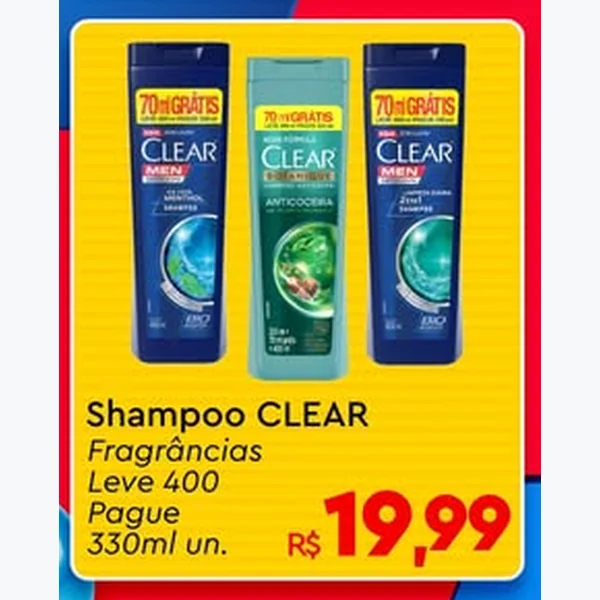 Recorte do encarte de Shampoo CLEAR 330 ml