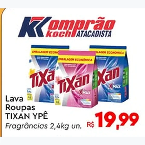 Recorte do encarte de Lava Roupas em Pó Tixan Ypê 2,4 kg