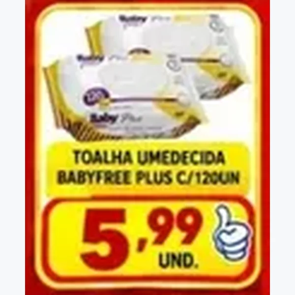 Recorte do encarte de Toalha Umedecida Babyfree Plus 120 un